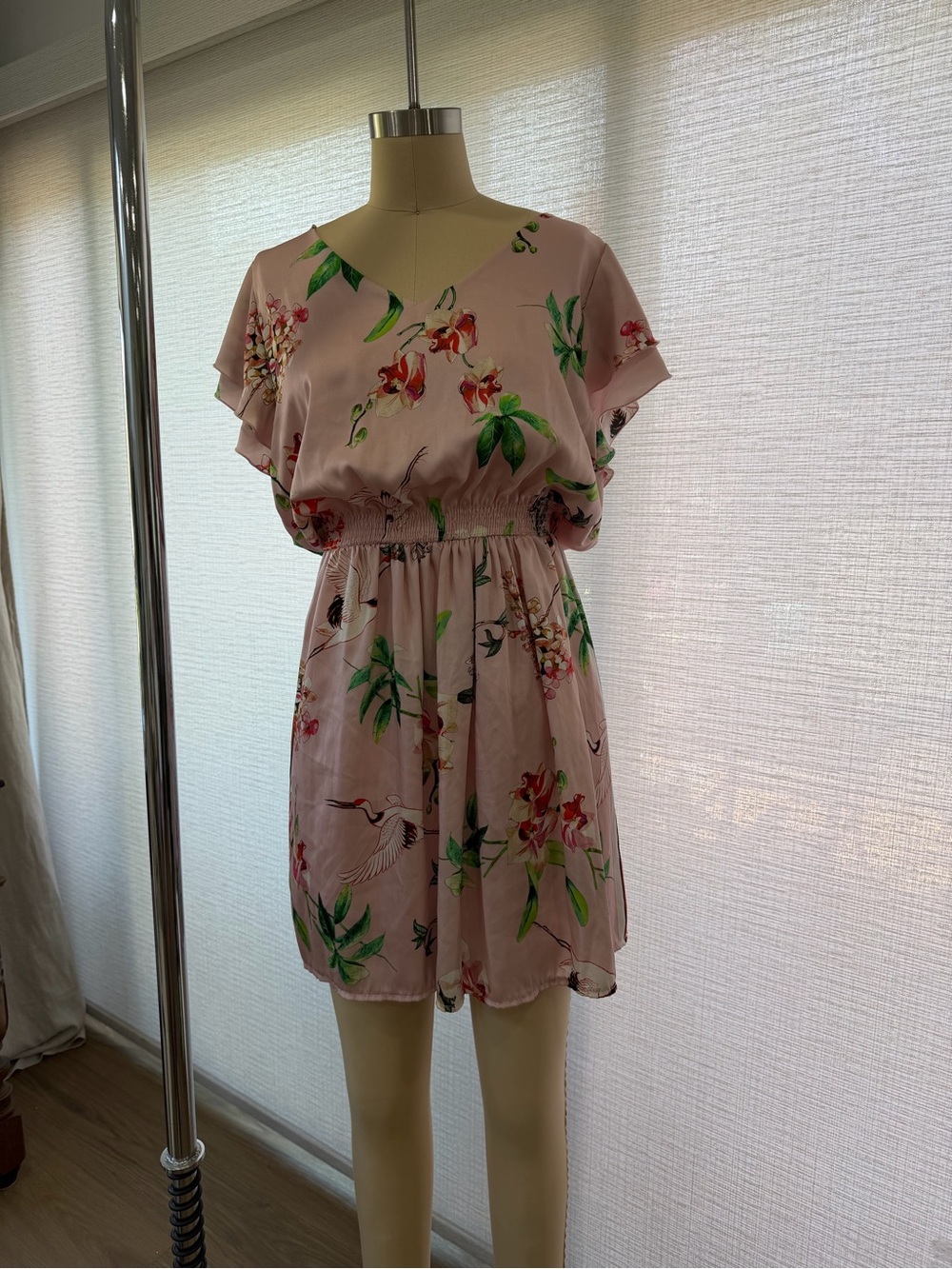 Gaudi' Pink Floral V-Neck Mini Dress - made in Italy